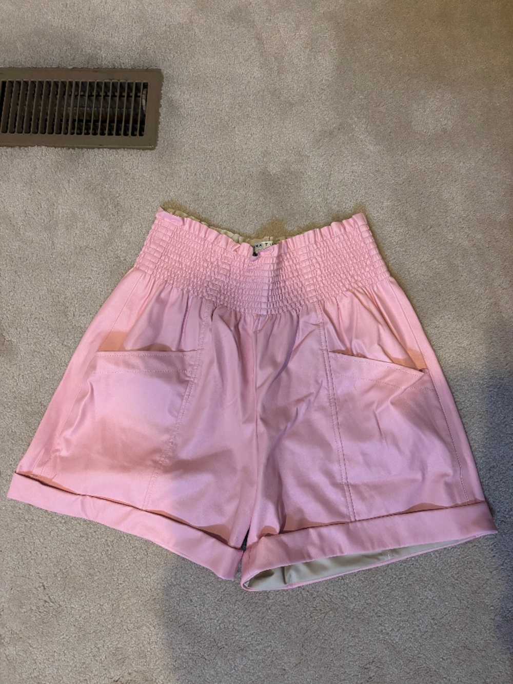 Trina Turk pink faux leather shorts